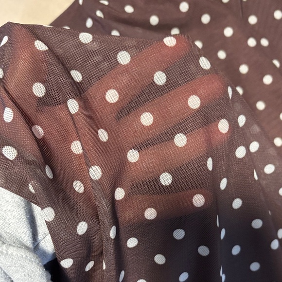 Elegant Asymmetrical Brown Polka Dot Skirt - Picture 4 of 7